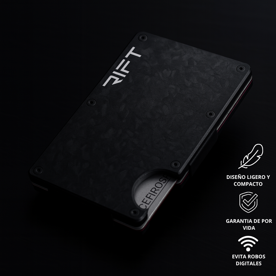 BILLETERA RIFT® Black Carbono - blindaje RFID anti clonación